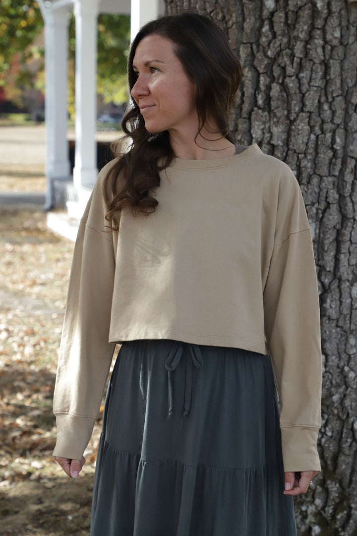 The French Terry Cropped Pullover